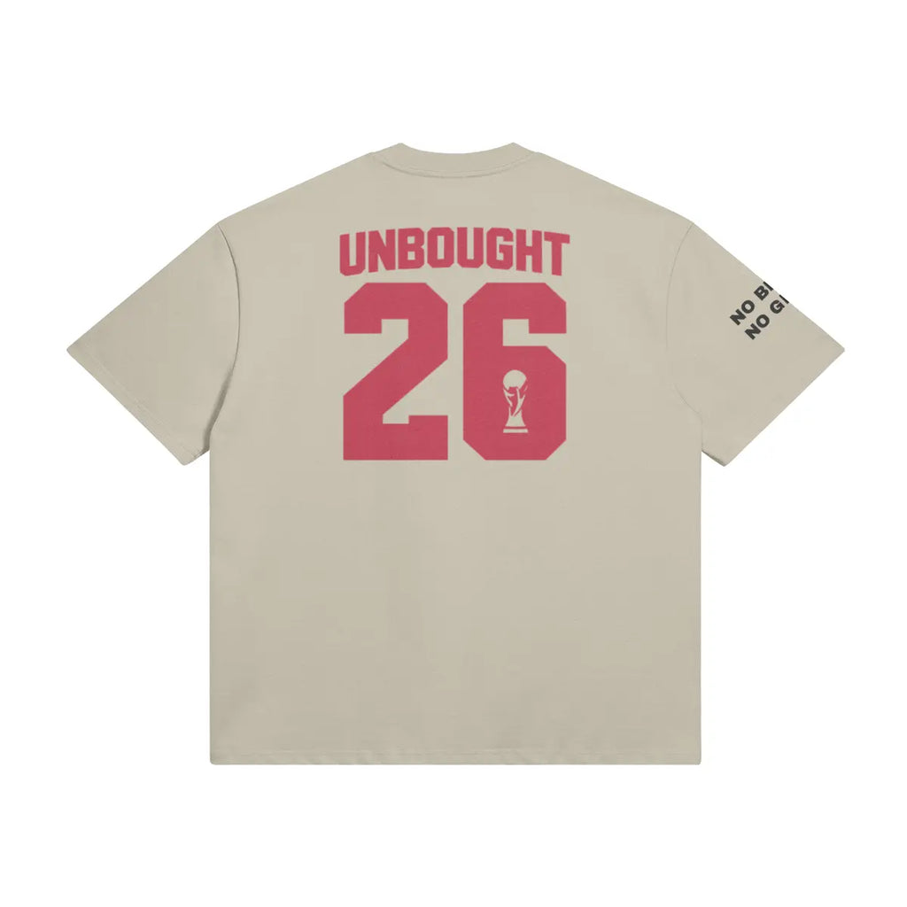 425GSM cotton football tee with anti-corruption message by UNBOUGHT
