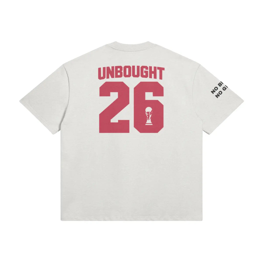 425GSM cotton football tee with anti-corruption message by UNBOUGHT