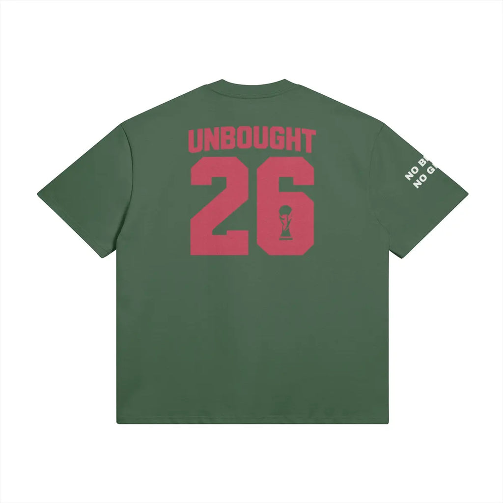 425GSM cotton football tee with anti-corruption message by UNBOUGHT
