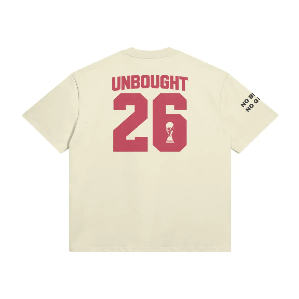 425GSM cotton football tee with anti-corruption message by UNBOUGHT