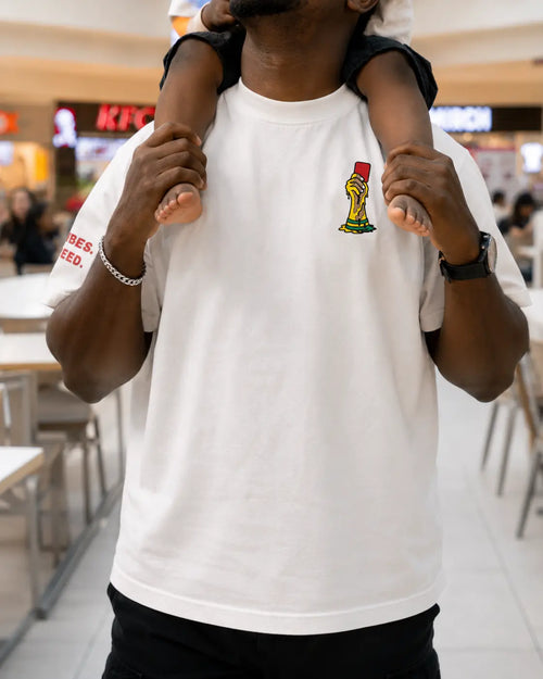 425GSM cotton football tee with anti-corruption message by UNBOUGHT