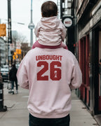 Oversized football streetwear sweatshirt with UNBOUGHT 26 design
