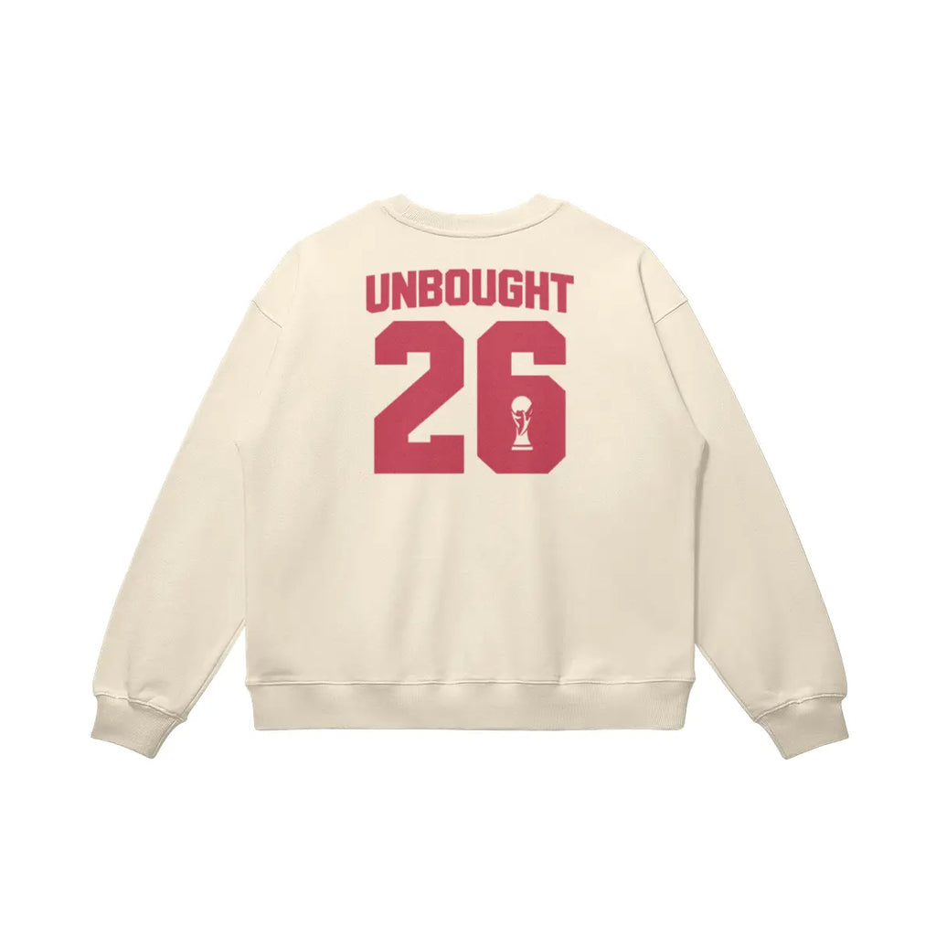 Oversized football streetwear sweatshirt with UNBOUGHT 26 design
