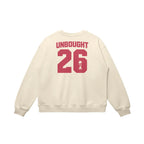 Oversized football streetwear sweatshirt with UNBOUGHT 26 design
