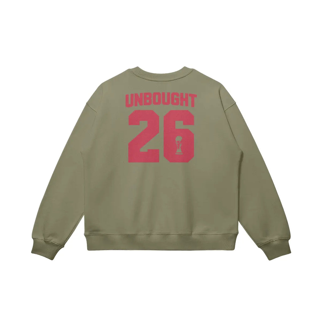 Oversized football streetwear sweatshirt with UNBOUGHT 26 design

