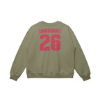 Oversized football streetwear sweatshirt with UNBOUGHT 26 design
