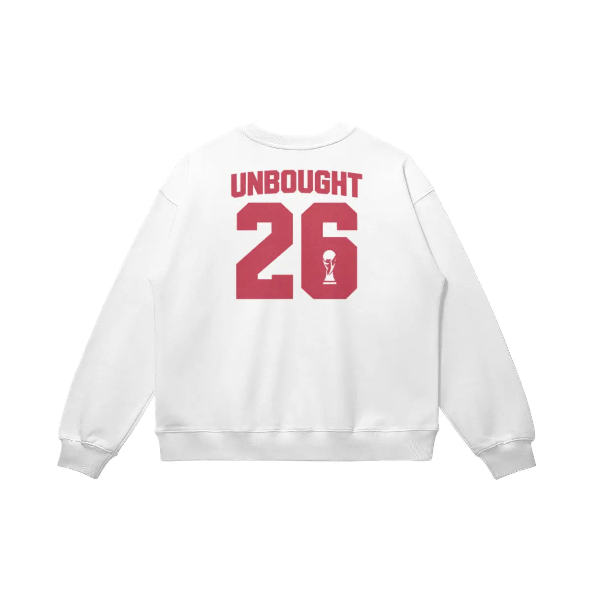 Oversized football streetwear sweatshirt with UNBOUGHT 26 design
